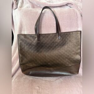 Gucci signature monogram brown leather tote